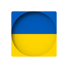 Ukraine flag - behind the cut circle paper hole with inner shadow.