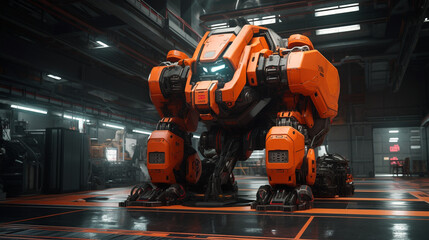Mecha Robot Industrial Droid Futuristic Bot Machine Engineering Heavy Battle Cyberpunk Beast Apocalypse Generative AI 