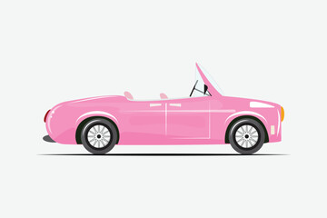 Trendy flat illustration of a pink cabriolet. Pink car.