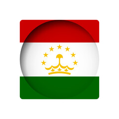 Tajikistan flag - behind the cut circle paper hole with inner shadow.