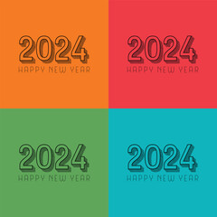 Happy new year 2024 design. Colorful premium vector design for poster, banner, greeting and new year 2024 celebration.