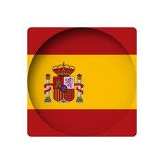 Spain flag - behind the cut circle paper hole with inner shadow.