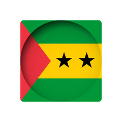 Sao Tome and Principe flag - behind the cut circle paper hole with inner shadow.