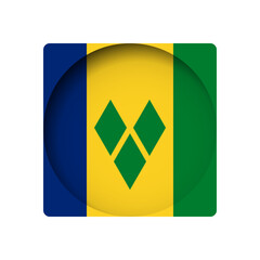 Saint Vincent and the Grenadines flag - behind the cut circle paper hole with inner shadow.