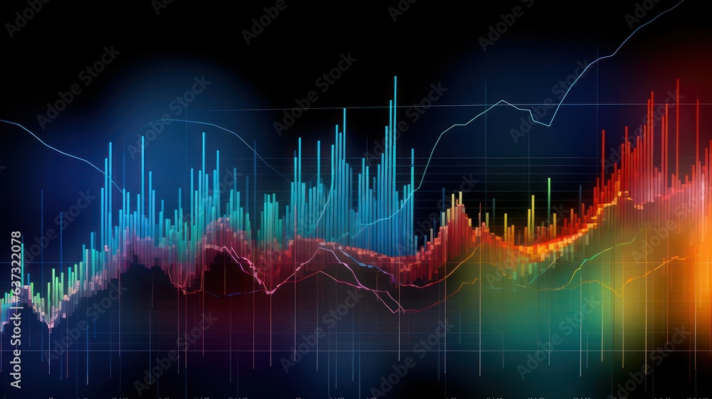 Poster financial data and business chart created with generative ai