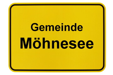 Illustration eines Ortsschildes der Gemeinde Möhnesee in Nordrhein-Westfalen