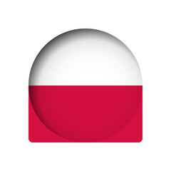 Poland flag - behind the cut circle paper hole with inner shadow.