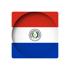 Paraguay flag - behind the cut circle paper hole with inner shadow.