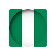 Nigeria flag - behind the cut circle paper hole with inner shadow.