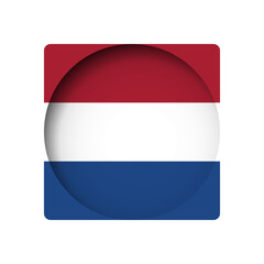Netherlands flag - behind the cut circle paper hole with inner shadow.
