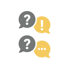 Online chat bubble with exclamation and question mark. Help and FAQ, communication and talking balloon vector icon set.