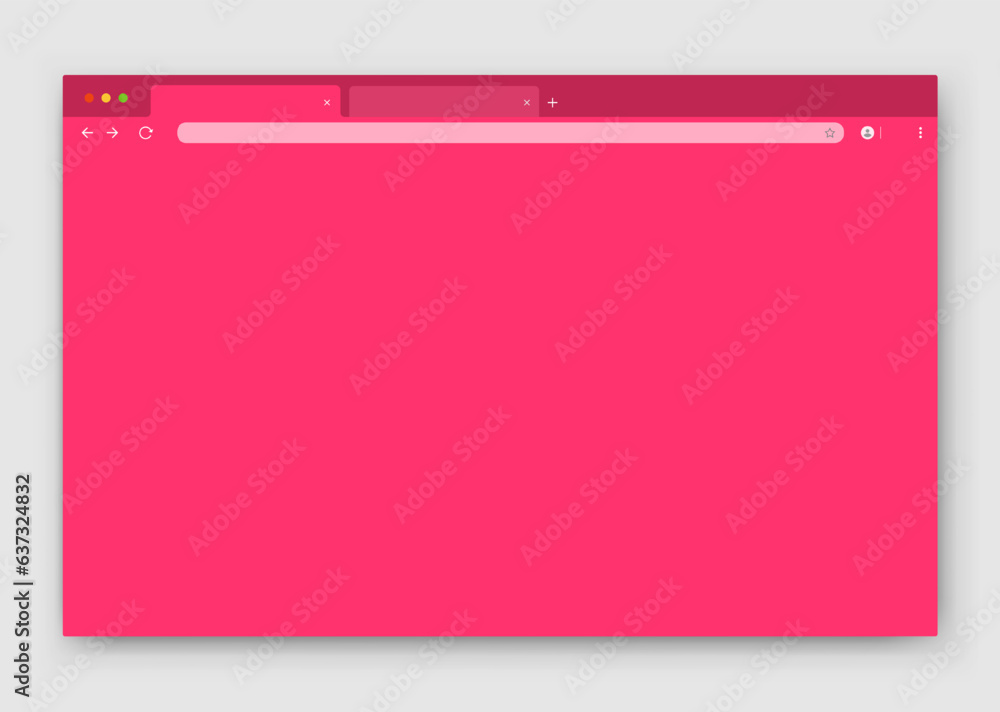 Poster an empty browser window in purple on a gray background. website layout with search bar, toolbar and 