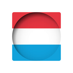 Luxembourg flag - behind the cut circle paper hole with inner shadow.