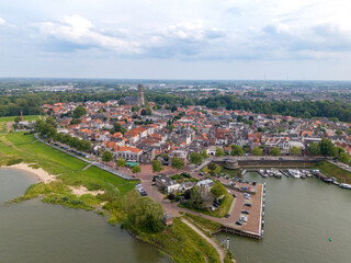 Fototapeta na wymiar Aerial view of the dutch town named Zaltbommel