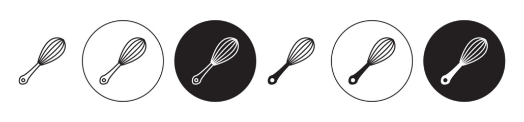 Egg beater icon set. kitchen cake egg mixer beater vector symbol in black color.