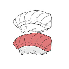 line art illustration vector of sashimi