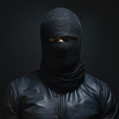 Balaclava, Hooded man, Assassin, Unidentifiable, Masked, Unricognizable, Kidnapper, Portrait, Kamikaze. Without Identity Man. Portrait of a hooded person who does not want to be regognized.