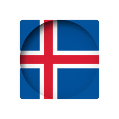 Iceland flag - behind the cut circle paper hole with inner shadow.