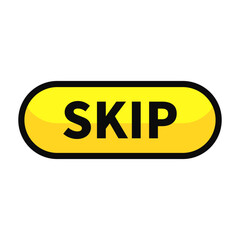 Skip Button In Yellow Rounded Rectangle Shape With Black Line For Advertising
