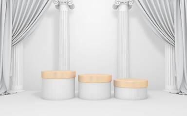 Background rendering with 3d podium and wall scene abstract background. 3D illustration, 3D rendering	
