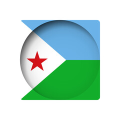 Djibouti flag - behind the cut circle paper hole with inner shadow.