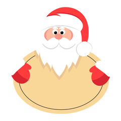 Santa claus holding a sign for text.