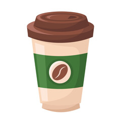 Disposable paper cup of hot coffee to go. Vector set of coffee cups. Vector illustration of delicious fragrant coffee on a white background
