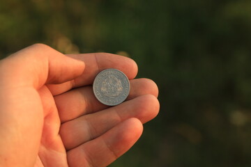 Coin one leu in hand