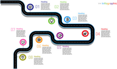 Infographic roadmap, timeline business design template. Street Infographic. Vector illustration.