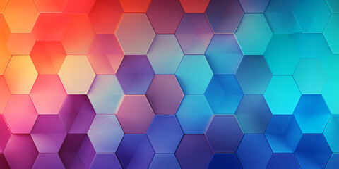 Hintergrund mit bunten neonfarbenen Hexagons  - obrazy, fototapety, plakaty