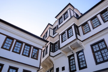 Historical Ottoman mansion building, wooden and stone house.