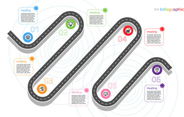 Infographic roadmap, timeline business design template. Street Infographic. Vector illustration.