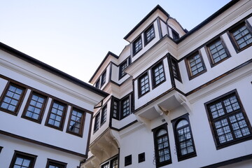 Historical Ottoman mansion building, wooden and stone house.