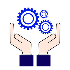 Hand holding a gear icon. Profession of engineer concept.