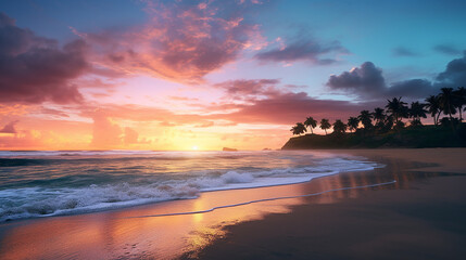 A Beach with sunset, amazing colours