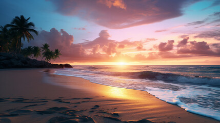 A Beach with sunset, amazing colours