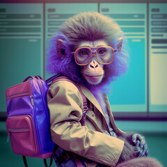 Back to school for a vaporwave monkey