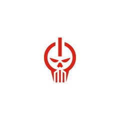 Skull power button logo design concept.