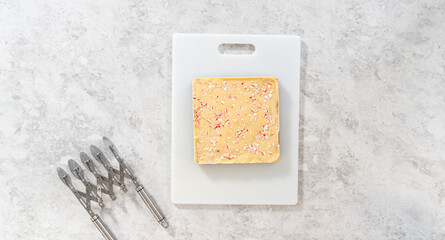 Homemade candy cane fudge