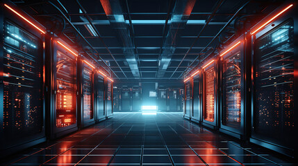 server room futuristic concept.Generative Ai