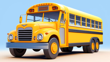 Yellow School Bus 3D Cartoon-Style