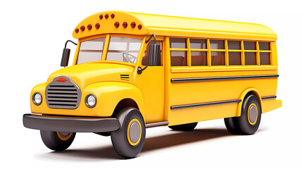 Yellow School Bus 3D Cartoon-Style