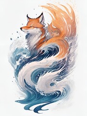 fox in the water