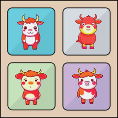 Cow cartoon icon set