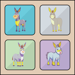 Donkey cartoon icon set
