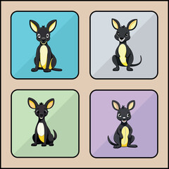 Kangaroo cartoon art icon set