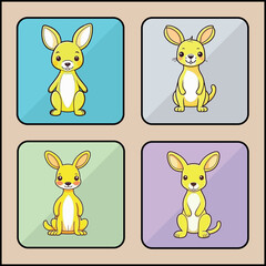 Kangaroo cartoon art icon set