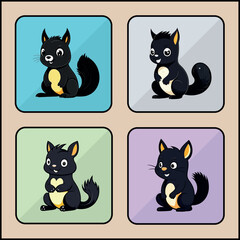 Squirrel cartoon art icon set