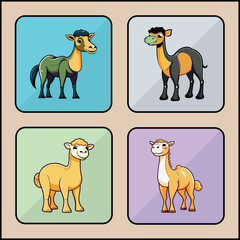 Rhinoceros cartoon art icon set