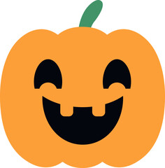 Cute, lovely cartoon pumpkin lantern with Anthropomorphic face for Halloween holiday celebration design concept.